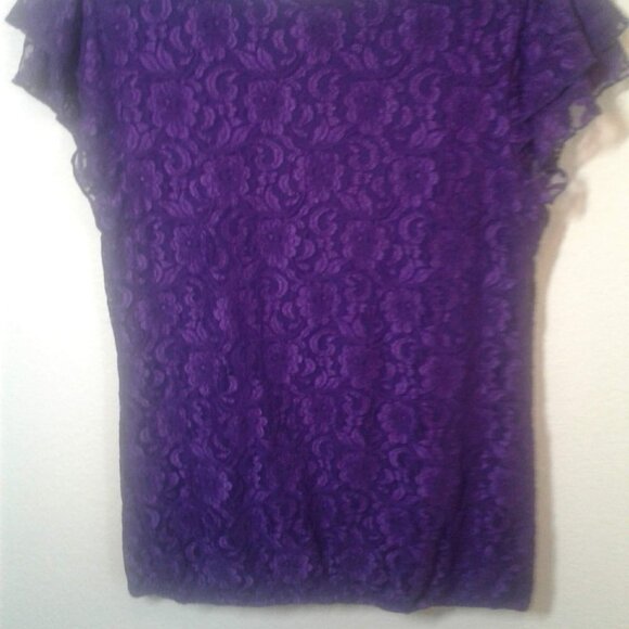 Self Esteem Woman's Purple Lace Top SZ L - Picture 5 of 10